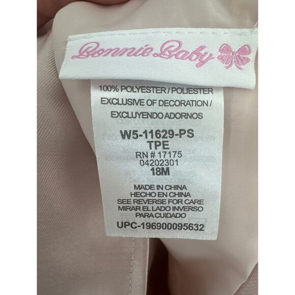 Bonnie Baby Baby Girls Short Sleeved Mikado Tiered Dress with Bow Sz 18M - Picture 8 of 8